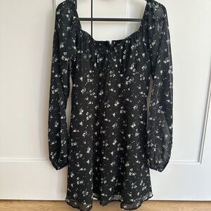 Hollister Black Dress with White Floral Design